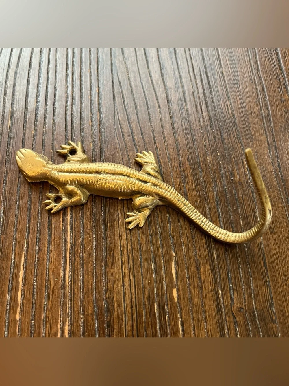Brass Lizard Décor Hook - Gold Reptile Accent